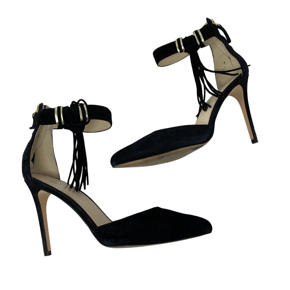 Nine West Ever After Ankle Strap Stiletto Pump Heels Womens Sz 8 Black Suede